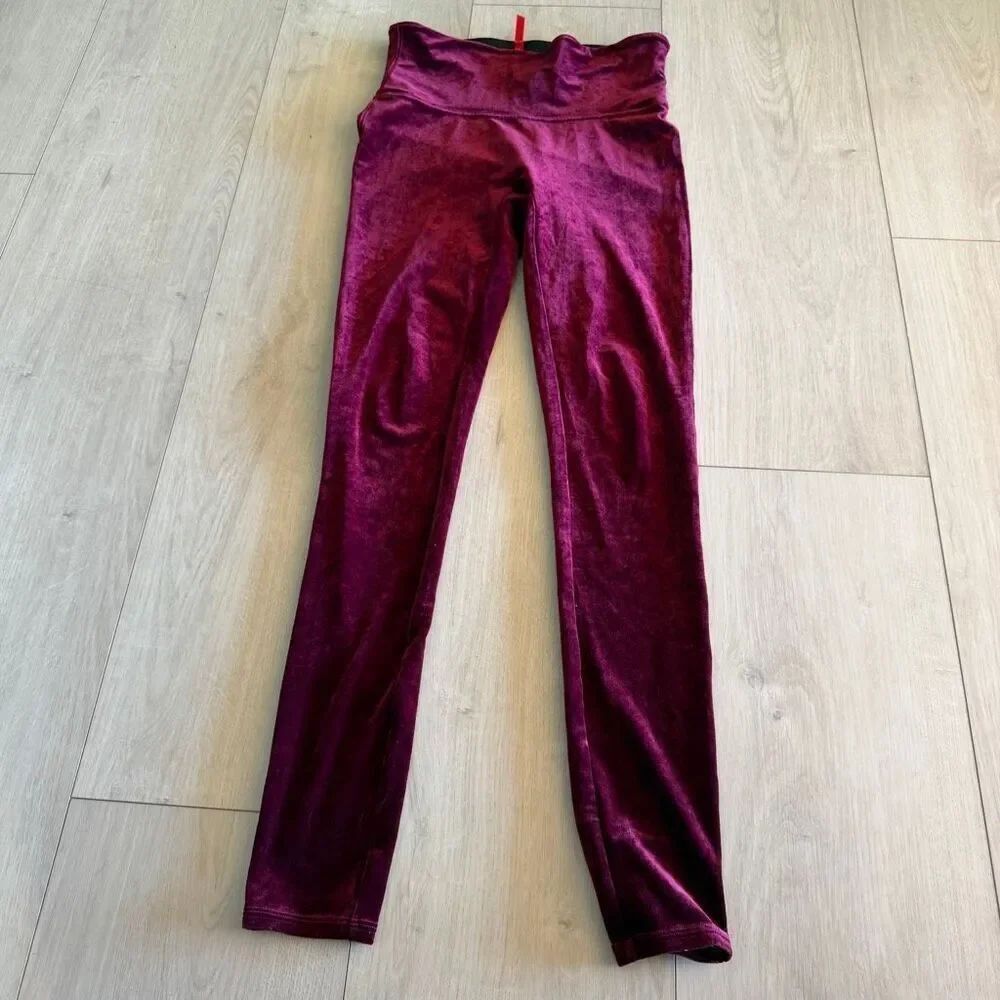 Spanx Velvet Leggings Rich Burgundy Women's size m